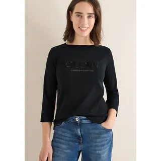 Cecil 3/4-Arm-Shirt mit schimmerndem Wording
