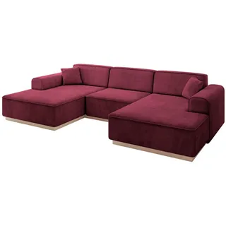 altdecor Ecksofa in U-Form Irea-U1 301x165x80 cm Bordeauxrot Corner Sofa Bett Eckcouch Couch L-Form Wohnlandschaft Cauchsofa - bordeaux