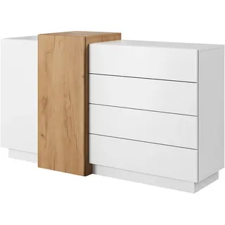 masseno Sideboard Tres 160 x 94 x 45 cm Weiß / Orange