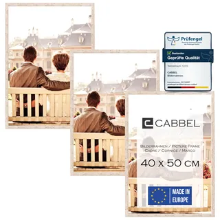 CABBEL Dreierpack (3 Stk.) Bilderrahmen 40x50 cm MDF Holz-Rahmen in Birke | mit bruchsicherem Plexi-Glas/Modern