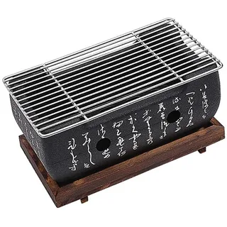 Japanischer Holzkohlegrill für den Tisch, tragbarer Mini-Kochherd, Partyzubehör, Grillwerkzeuge (Grillrost 24 x 12,5 cm)
