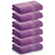 PADUANA | Packung mit 6 Handtüchern, 30 x 50 cm, Lila, 100% gekämmte Baumwolle, weich, schnell und maximale Saugfähigkeit – erhältlich als Badetuch, Waschlappen, Duschtuch und Badetuch