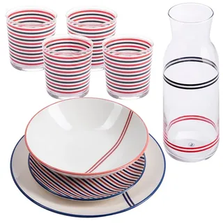 El Ganso Geschirr Mit Flasche Und 4 Gläsern 1.2l 345ml 12 Stücke - White / Red / Blue - One Size