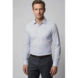 Langarmhemd DESOTO "Jerseyhemd Casual Kent", Herren, Gr. M, N-Gr, weiß (weiß dunkelblau dots), Obermaterial: 100% Baumwolle, slim fit normal, Manschette, Hemden Langarmhemd