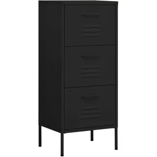 vidaXL Lagerschrank Sideboard Kommode Anrichte Stahlschrank Schrank Beistellschrank Mehrzweckschrank Bücherschrank Standschrank Schwarz 42,5x35x101,5cm Stahl