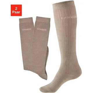 Kniestrümpfe COPENHAGEN STUDIOS, Damen, Gr. 43-46, 2x beige meliert, Wolle, meliert, elastisch, Socken Kniestrümpfe, mit weicher wärmender Wolle