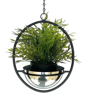 DanDiBo Blumenampel mit Topf Silber Metall Wand 43 cm 96087 S , 15x7.5x15 cm , Wohnzimmer, Wohnzimmertische, Blumenständer