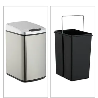 Relaxdays Sensor Mülleimer 12 l Silber