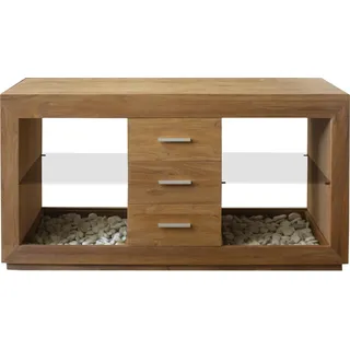 Teako Design Waschbeckenunterschrank Timra 120-180cm - Doppelwaschtisch Massivholz Badmöbel (55 x 150 x 80 cm)