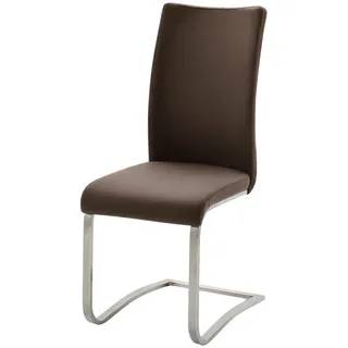 Livetastic Schwingstuhl , Braun, Edelstahlfarben , Metall, Leder , Echtleder , Rindleder , C-Form , 43x103x52 cm , Esszimmer, Stühle, Lederstühle