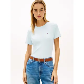 T-Shirt TOMMY HILFIGER "SLIM CODY C-NK", Damen, Gr. XL (46), keepsake blau, Jersey, Obermaterial: 100% Baumwolle, unifarben, slim fit normal, Rundhals, abgesteppt, Shirts T-Shirt, Baumwolle, slim fit