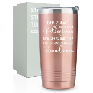 Onebttl Dankeschön Geschenke für Kollegin, Geschenke für Mitarbeiter Abschied, 590ml Edelstahl Reisebecher mit Deckel und Strohhalm für Frauen, Freundinnen