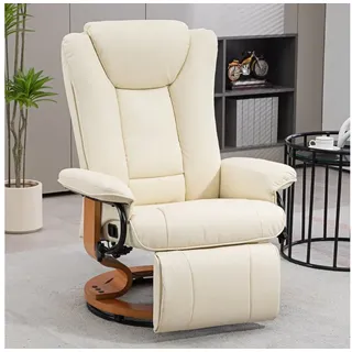 Homcom Relaxsessel Fernsehsessel mit Liegefunktion, Fußstütze, Cremeweiß