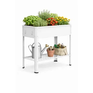 Hochbeet , Weiß , Metall , 44 l , 80x80x35 cm , Gartenzubehör, Hochbeete