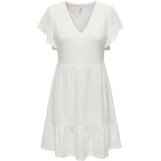 ONLY Damen Onlsandra S/S V-neck Dress Jrs, Cloud Dancer, S