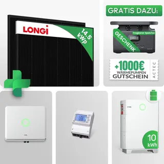 14.5 kWp PV-Komplettpaket mit 10 kWh Batterie | Longi Solar 405W Full Black