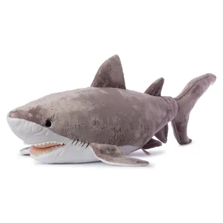 WWF - Plüschtier - Weißer Hai (109cm) lebensecht Kuscheltier Stofftier Plüschfigur - Grau