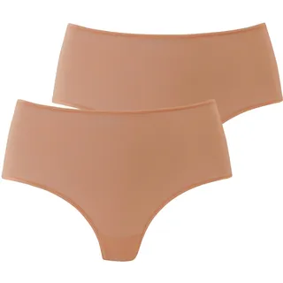 High-Waist-String LASCANA, Damen, Gr. 44/46, braun (caramel), Microfaser, Obermaterial: 77% Polyamid, 23% Elasthan, unifarben, körpernah, Unterhosen High-Waist-String, aus weicher und hoch elastischer Microfaser