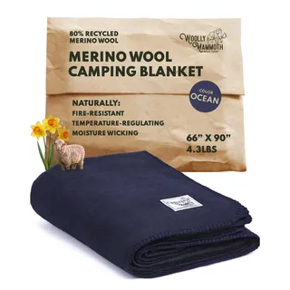 Woolly Mammoth Woolen Company Woolly Mammoth Wolldecke Explorer-Kollektion - 167 x 230 cm, 80% Merinowolle - Strapazierfähige Outdoor- & Campingdecke - Wärmendes Schurwollplaid - Für Picknick & Auto