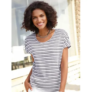 T-Shirt CASUAL LOOKS "Shirt", Damen, Gr. 54, braun (taupe, gestreift), 65% Polyester, 35% Baumwolle, bedruckt, gemustert, mehrfarbig, Rundhals, Shirts T-Shirt