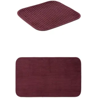 Gözze Badteppich Berlin 2er Set, 50x45 cm + 60x100 cm, Farbe: Brombeere