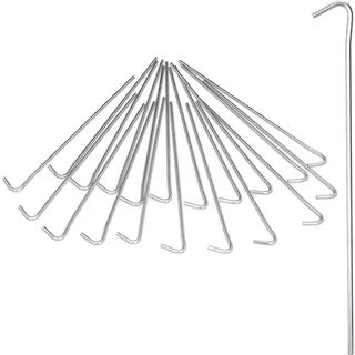 Relaxdays Zeltnagel 20er Set, Heringe Camping, Bodenanker für Zeltbefestigung, Widerhaken, Erdanker 22cm, Stahl, silber, 22.00 x 2.50 x 0.30 cm