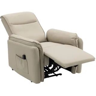 Homcom Elektrischer Massagesessel mit Fußstütze Beige , Textil , 86x102x92 cm , Wohnzimmer, Sessel, Massagesessel