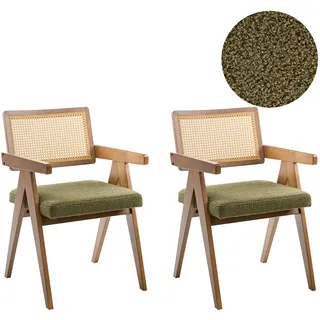 Beliani Esszimmerstuhl 2er Set Polyester Braun/Grün