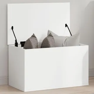 Homgoday Truhe mit Deckel Holztruhe Aufbewahrungstruhe Aufbewahrungsbox Spielzeugkiste Kissentruhe Aufbewahrungskiste für Flur Schlafzimmer Wohnzimmer Weiß 60x35x35 cm Holzwerkstoff