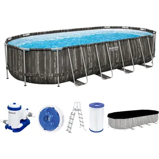 Power Steel Frame Pool oval Set 732 x 366 x 132 cm inkl. Filterpumpe