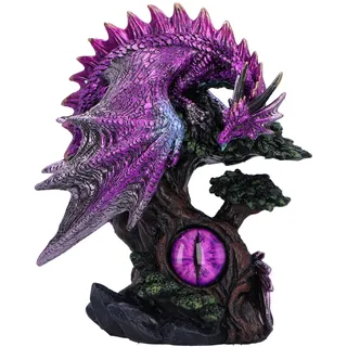 Nemesis Now Drakonische Seher-Figur 17 cm, Harz, rosa/lila, Drache auf Baum, lila Drachen-Ornament, Drachen-Geschenkartikel, aus feinstem Harz gegossen, fachmännisch handbemalt