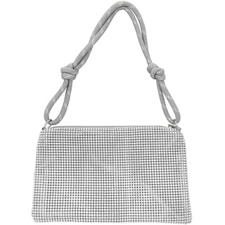 DEPESCHE 12523 TOPModel Glitter Queen - Kleine Handtasche in Silber, Täschchen mit Glitzersteinchen und kurzem Tragegriff