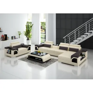 Wohnlandschaft Ecksofa L Form Sessel Set Garnitur Modern Sofa Leder Sitz Ecke