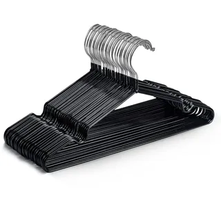 KEPLIN Premium Metall Kleiderbügel - 20er Pack, gummibeschichtet, platzsparend, sorgt für Ordnung, strapazierfähige Bügel für Kleiderschränke, Garderobenständer und Kleiderstangen (schwarz)
