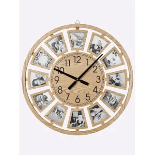 Wanduhr HEINE HOME, beige (natur), Wanduhren, B/H/T: 60cm x 60cm x 3,5cm, Wanduhr, B:60cm H:60cm T:3,5cm