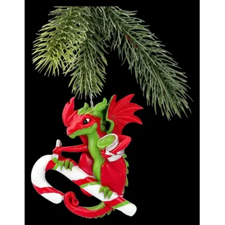 Weihnachtsbaumschmuck-Drache auf Zuckerstange-Christbaumkugel RuthThompsons