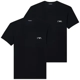 Emporio Armani Man's Bold Monogram 2-Pack Crew Neck T-Shirt, Schwarz, L, tailliert, schwarz/schwarz, L