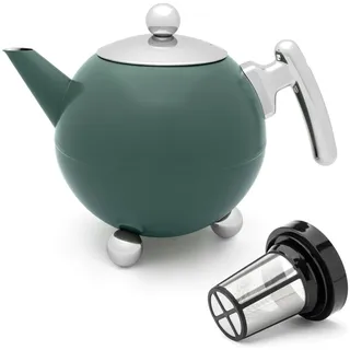 Bredemeijer Teekanne 1,2 L grün Edelstahl Filtersieb doppelwandig Kugelkanne Teeberei