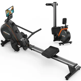 YOSUDA Rudergerät Zuhause, 16 Dynam. Widerstand, für Große bis 181kg, Ultra-Leise Magnetisch, Komfort-Sitz, Bluetooth/App, Alu-Schiene, Flaschenhalter, 90% Vormontiert, Rowing Machine
