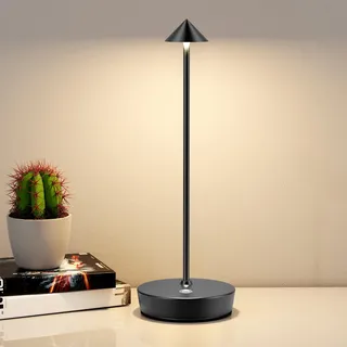 YIKUI Kabellose Tischlampen Wiederaufladbar, 6000mAh Batterie Betrieben LED Schreibtisch Lampe Wasserdicht Tragbar Dimmbar TischNachtlicht Für Terrasse Restaurant Esszimmer Zuhause Schwarz