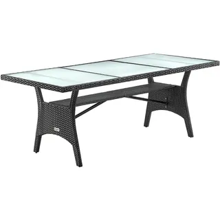 CASARIA Polyrattan Gartentisch 190 x 90 x 74 cm Schwarz