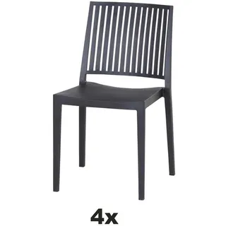 Siena Garden Stapelstuhl , Anthrazit , Kunststoff , 57x80x56 cm , stapelbar, gastro- und objekttauglich, wetterbeständig, UV-beständig , Gartenmöbel, Balkonmöbel, Balkonstühle