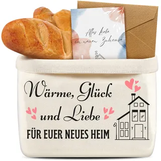 Yezirzax Brotkorb Stoff Einzugsgeschenke Wohnung, 37x25x15cm Brötchenkorb Mit Karte Und Umschlag, Einzugsgeschenk Wohnung, Einweihungsgeschenk Haus, Dekorativer Brotkorb Stoff Mit Druck