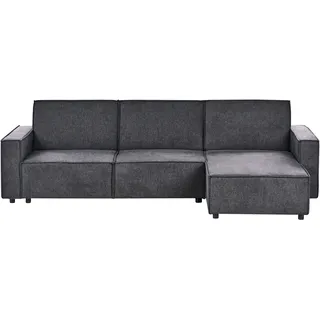 Beliani Eckcouch Stoff 3-Sitzer Graphitgrau