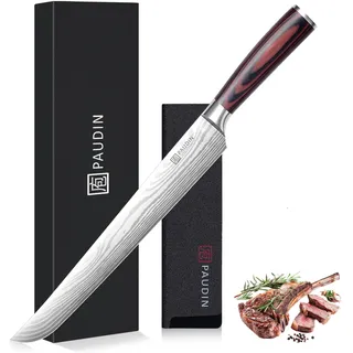 PAUDIN Fleischmesser extrem scharf 30cm als Schinkenmesser Tranchiermesser Lachsmesser Dönermesser Küchenmesser aus hochwertigem Edelstahl mit ergonomischem Holzgriff