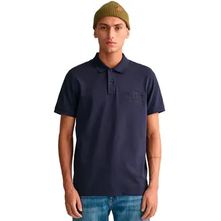 GANT Reg Tonal Shield Rugger Kurzarm-poloshirt Evening Blue XL