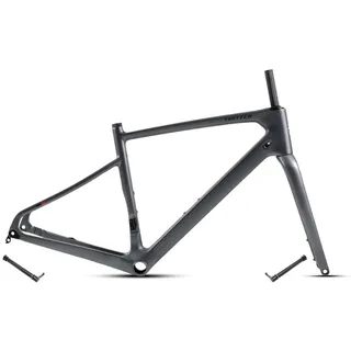 HIMALO Gravel Rennrad-Rahmensatz Carbon 700C 45/48/51/54CM Scheibenbremse Rahmen Vorne 12x100mm Hinten 12x142mm Steckachsenrahmen Interne Verlegung Leichtgewicht(Dark Gray,54CM)