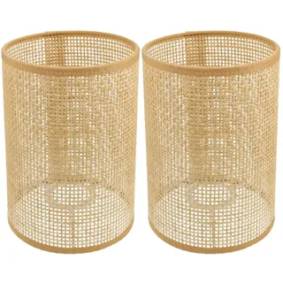 2 St ̈1 Rattan Trommel Lampenschirm Ersatz E27/E14 Kronleuchter Lampenschirm Natur Gewebt Zylinder Lichtabdeckung Tischlampenabdeckung F ̈1r Kronleuchter Stehtischlampen
