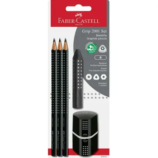 Faber-Castell GRIP 2001 Bleistift-Set B schwarz, 1 Set