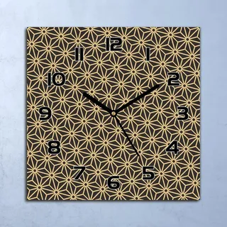 Wanduhr Echt-Glas-Küchenuhr schwarz Japanisch Quarz Lautlos 30x30 Deko Bilder - Gelb